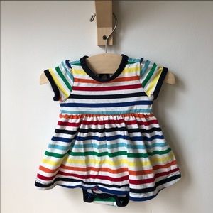 Primary rainbow stripe dress